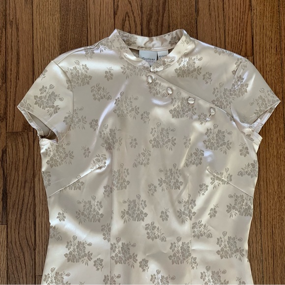 Vintage Traditional Formal Fitted Evening Wear Gold Cheongsam - Picture 9 of 12